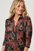 Brown | Printed 3/4 Sleeve Collared Short Dress
