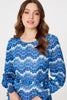 Navy | Printed Long Sleeve Tie Waist Dress
