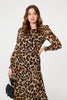 Brown | Animal Print Sheer Layered Maxi Dress

