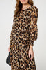 Brown | Animal Print Sheer Layered Maxi Dress
