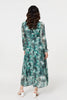 Green | Animal Print Semi Sheer Maxi Dress
