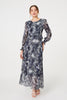 Navy | Animal Print Semi Sheer Maxi Dress
