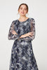 Navy | Animal Print Semi Sheer Maxi Dress
