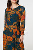 Orange | Floral Semi Sheer Tie Waist Maxi Dress
