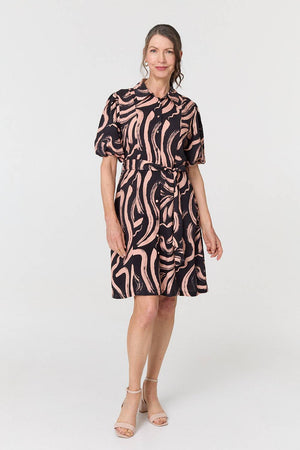 Pink | Brushstroke Print Short Shirt Dress
