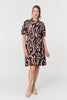 Pink | Brushstroke Print Short Shirt Dress
