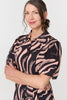 Pink | Brushstroke Print Short Shirt Dress
