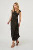 Black | Polka Dot Cap Sleeve A-Line Maxi Dress
