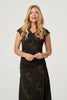 Black | Polka Dot Cap Sleeve A-Line Maxi Dress
