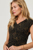 Black | Polka Dot Cap Sleeve A-Line Maxi Dress
