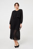 Black | Semi Sheer Pleat Long Sleeve Midi Dress
