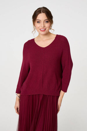 Burgundy | Layered Knit Top Mesh Pleated Midi Dress