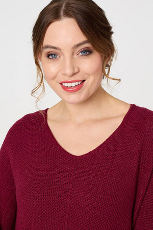 Burgundy | Layered Knit Top Mesh Pleated Midi Dress