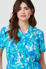 Blue | Printed Short Sleeve Tie Waist Midi Dress
