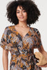 Black | Animal Print Tie Waist Kimono Maxi Dress