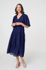 Navy | Printed 1/2 Sleeve Empire Maxi Dress
