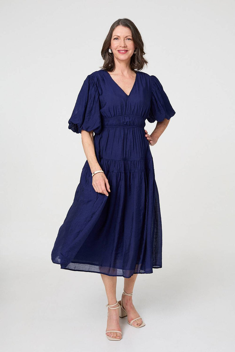 Printed 1/2 Sleeve Empire Maxi Dress | Izabel London Printed 1/2 Sleeve Empire Maxi Dress | Izabel London