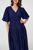 Navy | Printed 1/2 Sleeve Empire Maxi Dress

