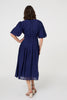 Navy | Printed 1/2 Sleeve Empire Maxi Dress
