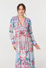 Blue | Floral Empire Waist Long Sleeve Maxi Dress
