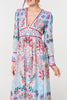 Blue | Floral Empire Waist Long Sleeve Maxi Dress
