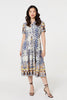 Grey | Patchwork Print Short Sleeve Midi Dress
