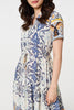 Grey | Patchwork Print Short Sleeve Midi Dress
