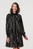 Black | Printed Long Sleeve Shirt Short Dress
