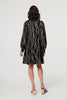 Black | Printed Long Sleeve Shirt Short Dress
