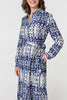 Navy | Printed Tie Front Midi Shirt Dress
