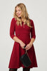 Red | V-Neck 3/4 Sleeve Short Skater Dress
