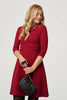 Red | V-Neck 3/4 Sleeve Short Skater Dress
