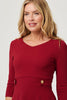 Red | V-Neck 3/4 Sleeve Short Skater Dress
