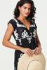 Black | Ikat Print Ruched Cap Sleeve Maxi Dress
