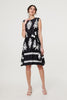 Black And White | Ikat Print Tie Front Knee Length Dress
