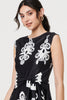 Black And White | Ikat Print Tie Front Knee Length Dress
