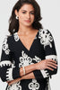 Black | Ikat Print 3/4 Sleeve Wrap Maxi Dress
