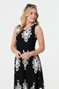 Black And White | Ikat Print Sleeveless A-Line Midi Dress
