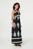 Black | Ikat Print Sleeveless Empire Maxi Dress
