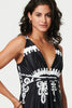Black | Ikat Print Sleeveless Empire Maxi Dress
