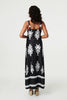 Black | Ikat Print Sleeveless Empire Maxi Dress
