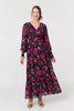 Green | Floral Ruched Long Sleeve Maxi Dress
