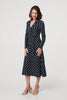 Blue | Striped Tie Waist Long Sleeve Midi Dress
