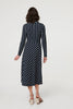Blue | Striped Tie Waist Long Sleeve Midi Dress
