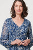 Blue | Animal Print Sheer Hanky Hem Midi Dress
