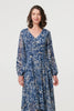 Blue | Animal Print Sheer Hanky Hem Midi Dress
