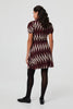 Burgundy | Geo Print Puff Sleeve Mini Skater Dress
