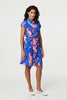 Blue | Marble Print Knee Length Shirt Dress
