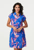 Blue | Marble Print Knee Length Shirt Dress

