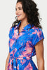 Blue | Marble Print Knee Length Shirt Dress
